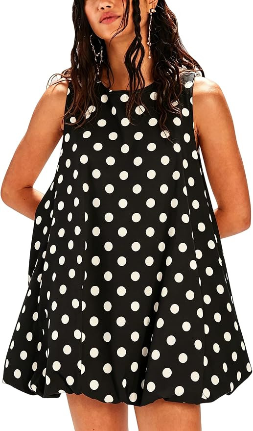 Majdan Womens Bubble Mini Dress Summer Sleeveless Short Dresses Lantern Tank Dresses Beach Sundre... | Amazon (US)