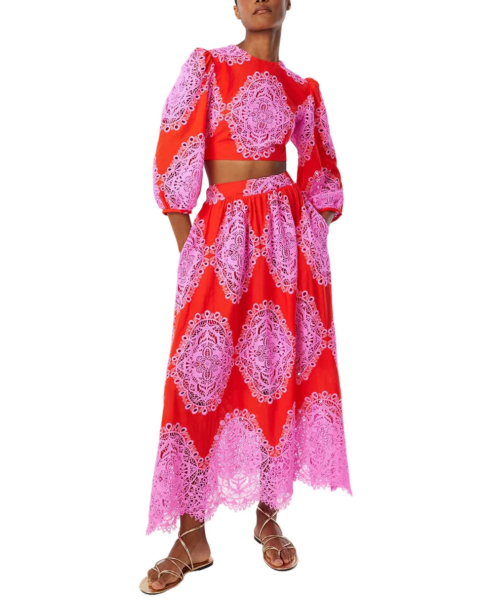 Rhea Lace Skirt in Red | Over The Moon