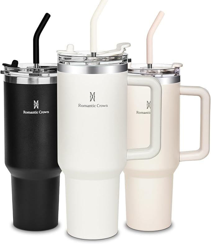 Romantic Crown Copo Térmico com Canudo Tampa e Alça 1,18L, Copos Garrafas Termico para viagem v... | Amazon (BR)