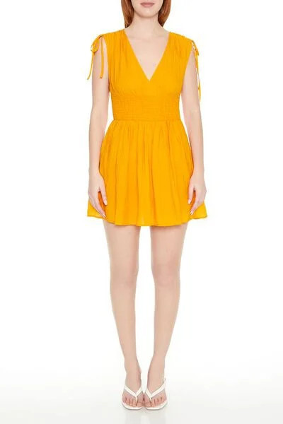 Self-Tie V-Neck Mini Dress | Forever 21