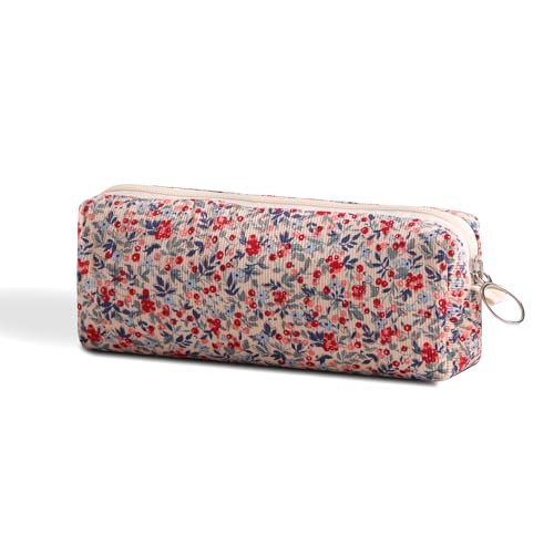 SURBEAV Pencil Case Pen Case Office College School Storage Bag Pouch Holder Box Organizer Makeup Pouch Cosmetic Bag Aesthetic floral flower Cute Pencil Case for Girls Boys Kids (Small floral beige) | Amazon (US)