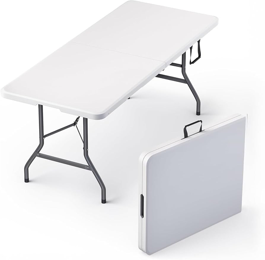 6 Feet Foldable Table with Built in Handle & Steel Legs | 6FT Heavy Duty Folding Portable | Perfe... | Amazon (US)
