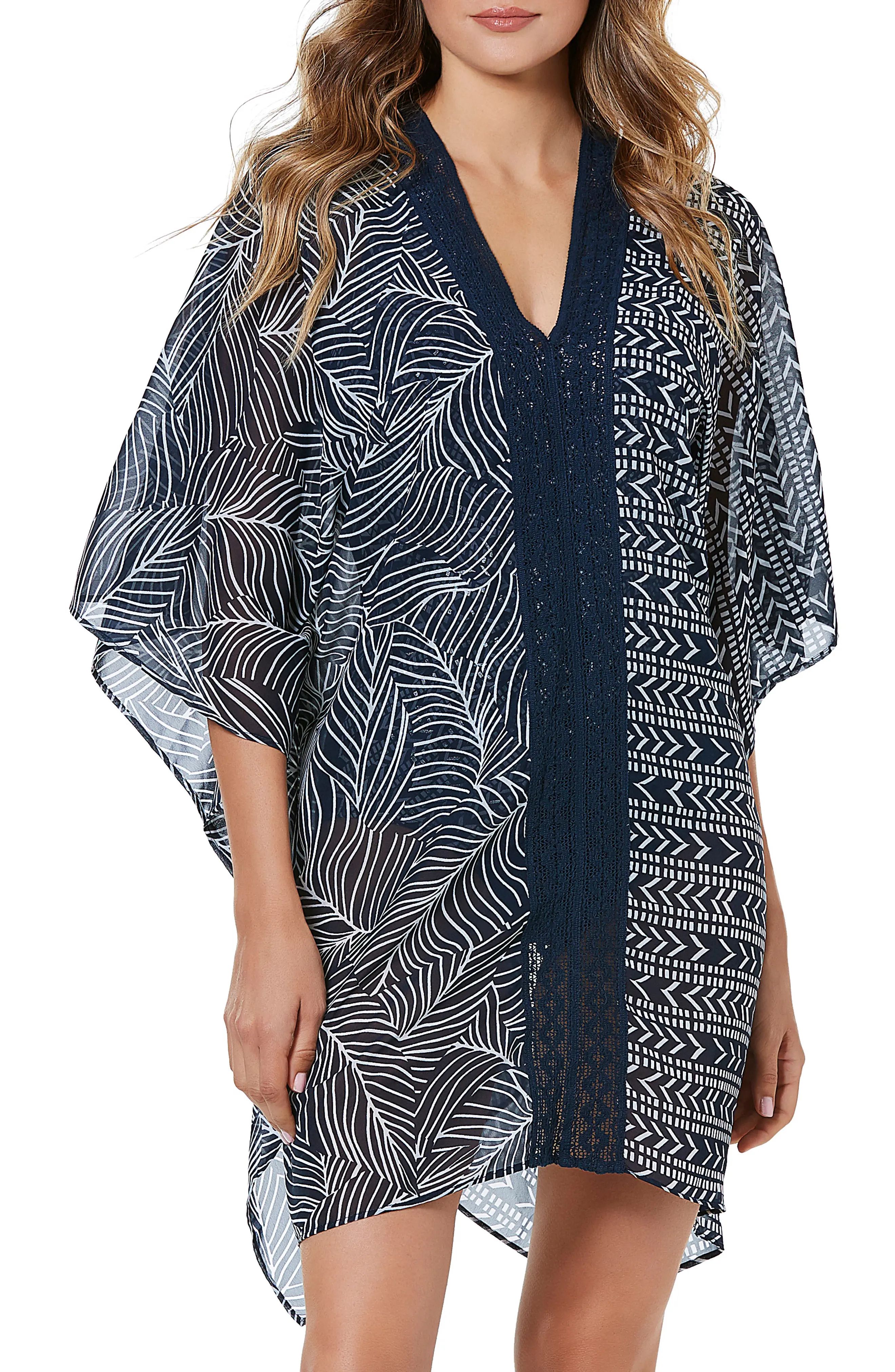 Women's Miraclesuit Lanai Georgette Caftan, Size Small - Blue | Nordstrom