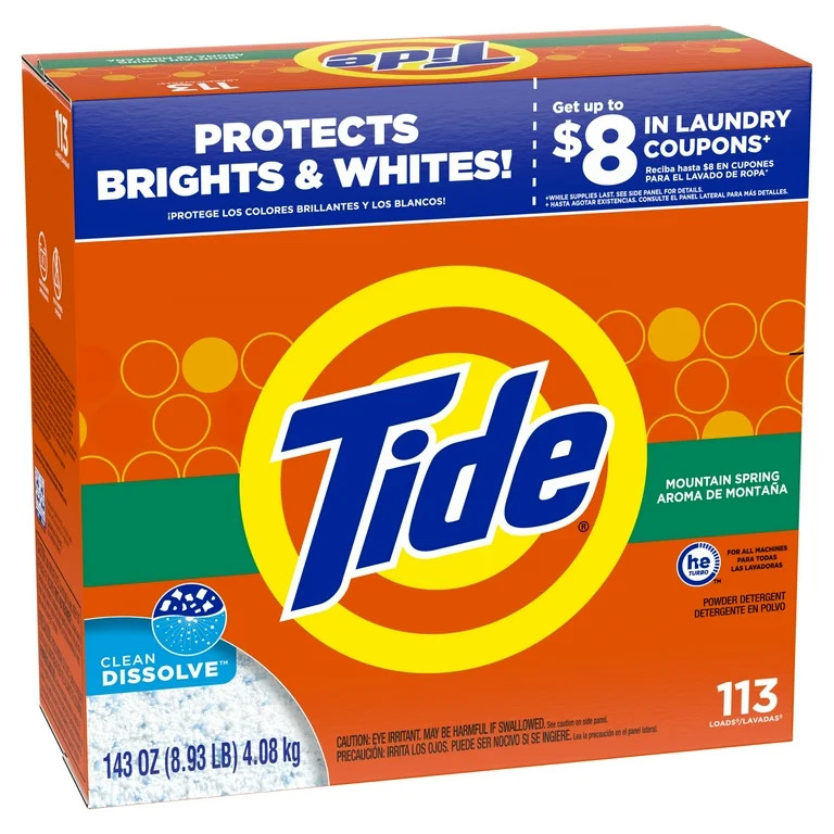 Tide Powder Laundry Detergent, Mountain Spring, 113 Loads, 143 oz - Walmart.com | Walmart (US)