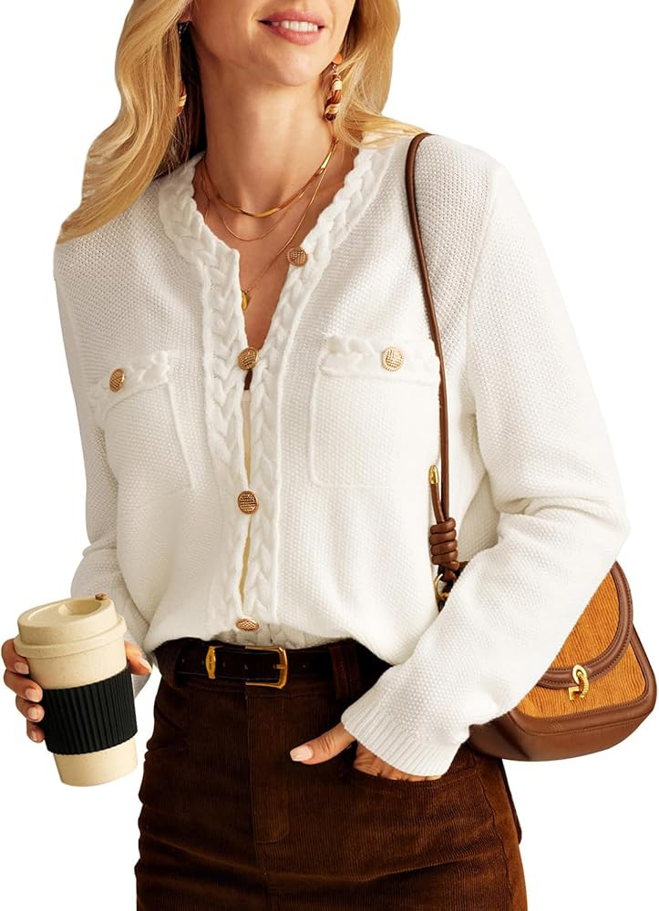 GRACE KARIN Womens Button Down Cardigan Long Sleeve Open Front Knit Cardigan Sweaters with Pocket... | Amazon (US)