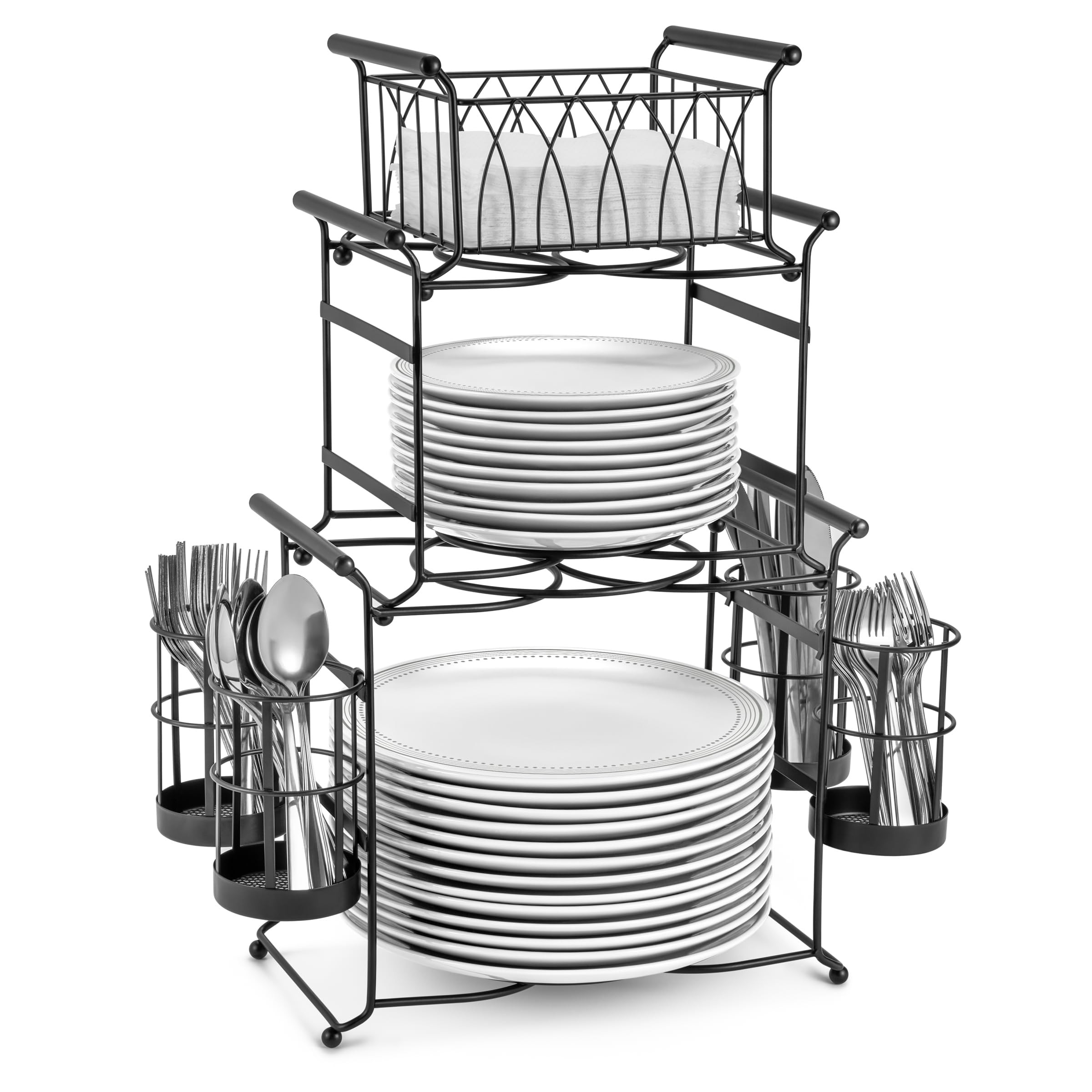 Sorbus® Buffet Caddy — 7-Piece Stackable Set Includes Plate, Napkin, and Silverware Holder, 3-... | Amazon (US)