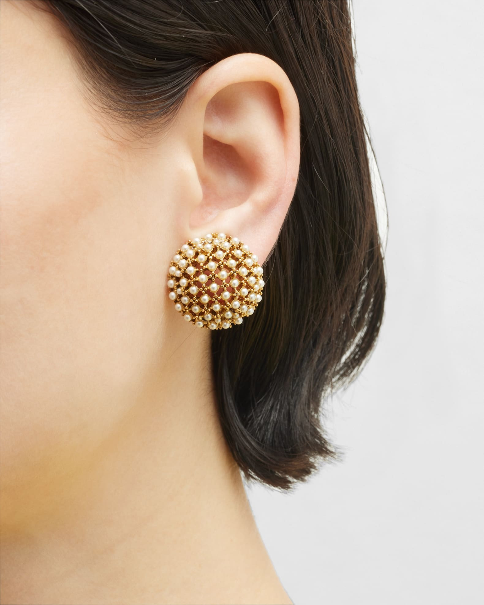 Oscar de la Renta Pearlescent Dome Stud Earrings | Neiman Marcus