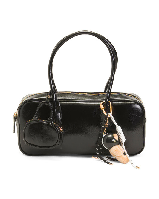 Medium Shoulder Bag With Long Handles And Hanging Charm | TJ Maxx