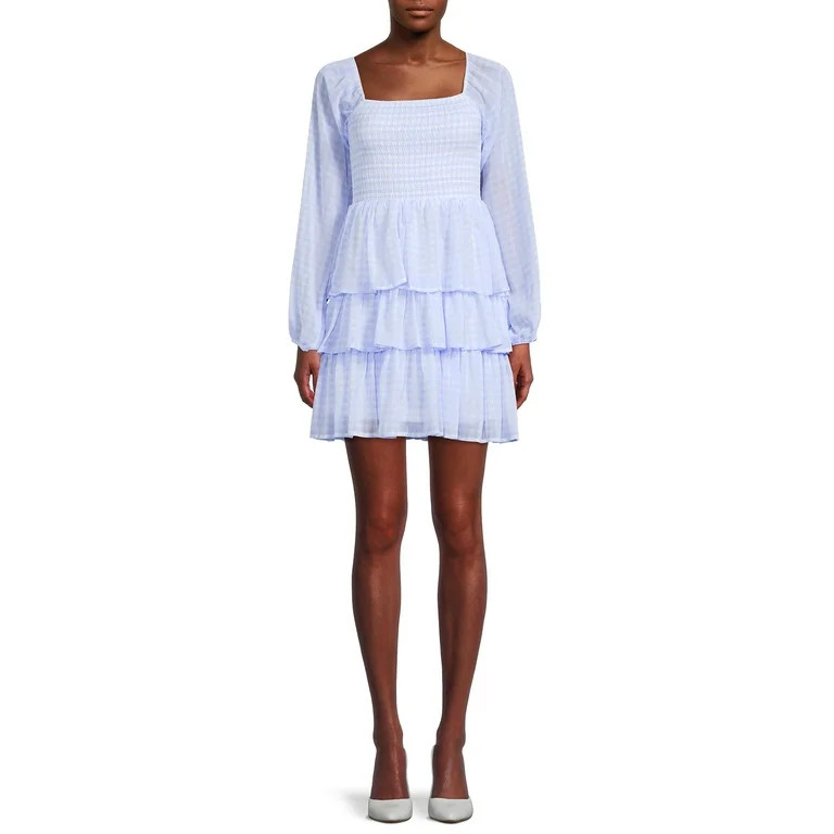 Madden NYC Women's Juniors' Triple Ruffle Smocked Peasant Dress - Walmart.com | Walmart (US)