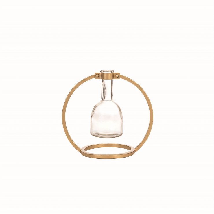 Glass Vase in Modern Round Brass Metal Stand - Foreside Home & Garden | Target
