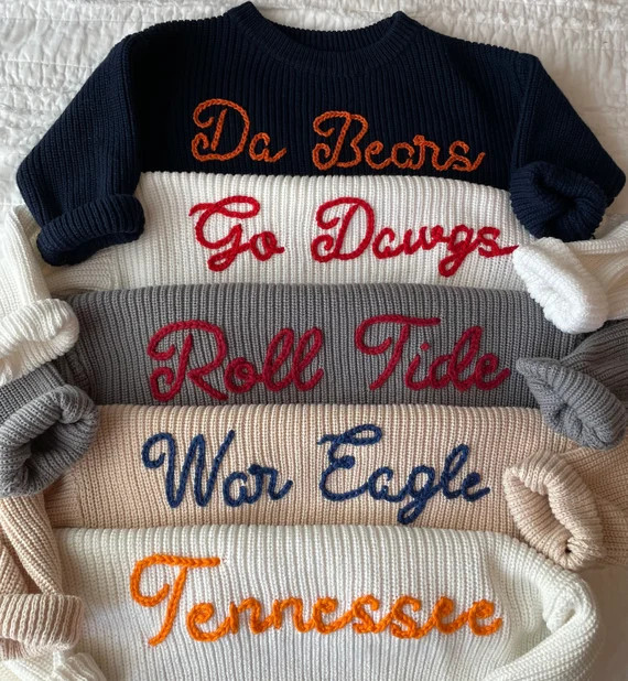 Custom Team Gameday Knit Cotton Women's Adult Crewneck - Etsy | Etsy (US)