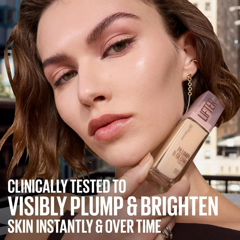 Maybelline Lifter Plump & Glow Foundation, Hyaluronic Acid, 112 Neutral, 1 Piece | Walmart (US)