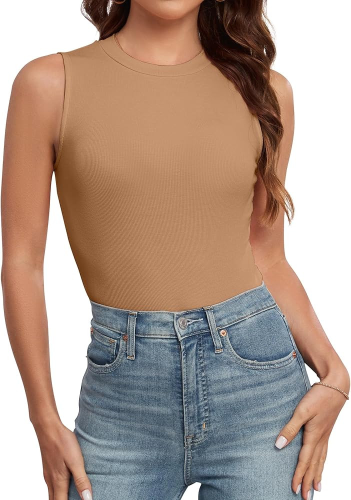 AUHEGN Tank Tops for Women Summer Sleeveless Racerback Casual Basic Ribbed Slim Fitted Shirts | Amazon (US)