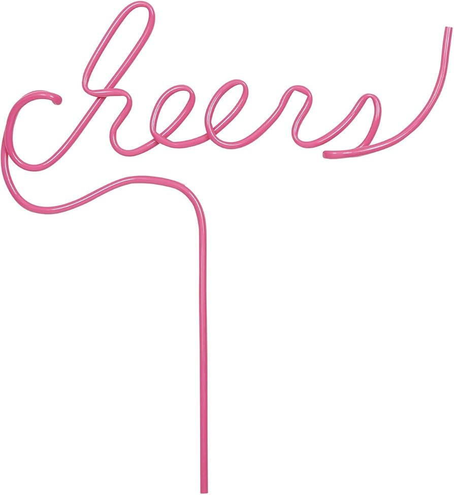Santa Barbara Design Studio Sippin' Pretty Curly Plastic Word Straw, 8 x 9.5-Inches, Cheers Pink | Amazon (US)