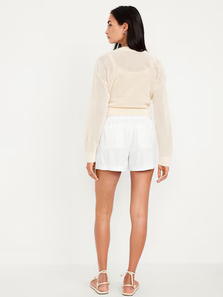 High-Waisted Linen-Blend Pull-On Shorts -- 3.5-inch inseam | Old Navy (US)