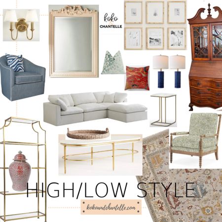 Hi/low style. Big budget. Small budget. Home. 
Cloud sectional dupe. 
Gold and white coffee table
Wool rug
Secretary
Burl wood frames
French mirror
Happiness jar
Swivel chair
Brass sconce with shades
Marble side table
Custom chair
Navy lamps

#LTKfamily #LTKhome #LTKMostLoved