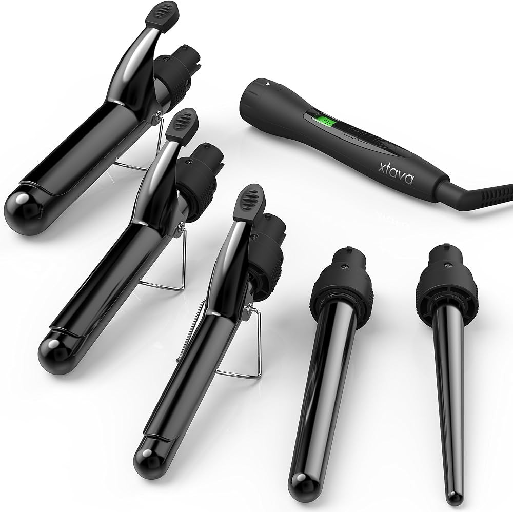 5-in-1 Professional Curling Iron and Wand Set - 0.3 to 1.25 Inch Interchangeable Ceramic Barrel W... | Amazon (US)