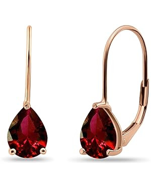 Birthstone Teardrop Earrings, 8x6mm Pear Genuine or Synthetic Gemstone, Leverback Huggie Dangle E... | Amazon (US)