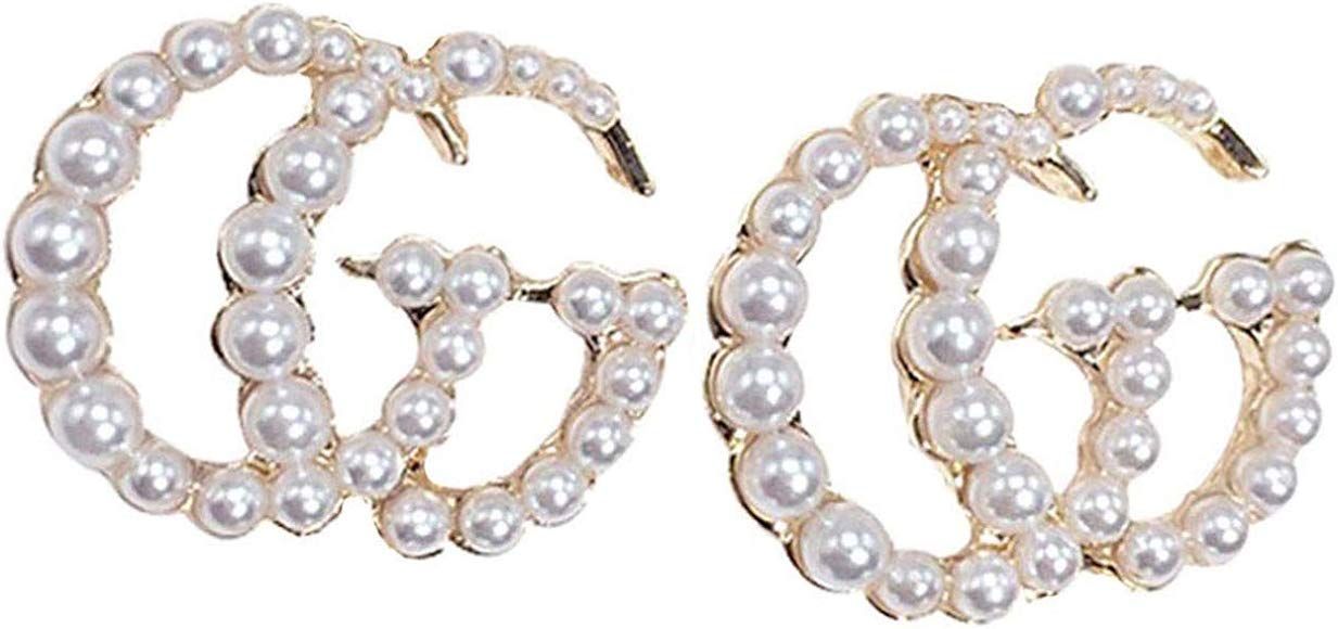 Fashion Design: Luxury stylish design letter double G pearl stud earrings | Amazon (US)