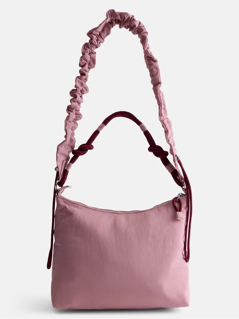 No Boundaries Women\u2019s Medium Nylon Tote with Crossbody Scrunch Strap, Pink | Walmart (US)