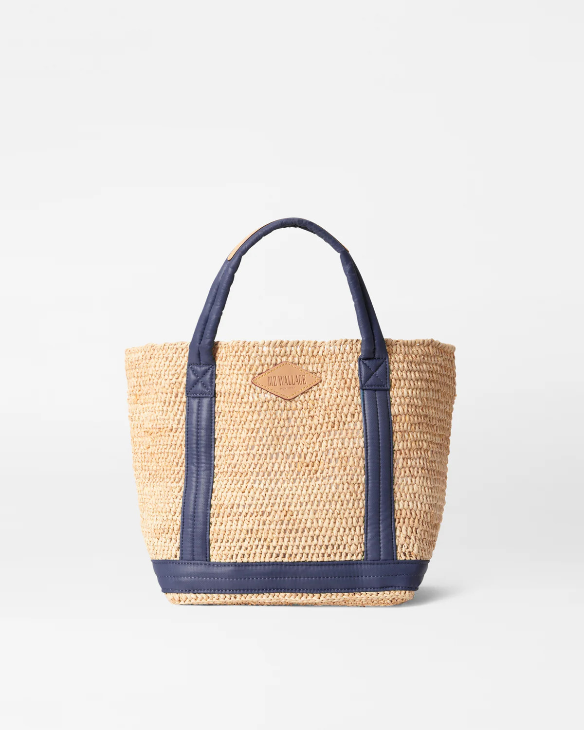 Raffia/Navy Small Raffia Tote | MZ Wallace