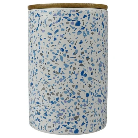 HB Trendy Terrazzo Large Ceramic Canister with Bamboo Lid, Blue | Walmart (US)