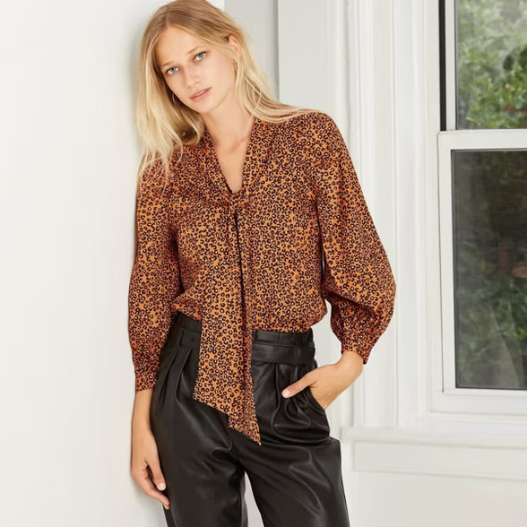 Women's Long Sleeve Soft Bow Blouse - Who What Wear™ | Target