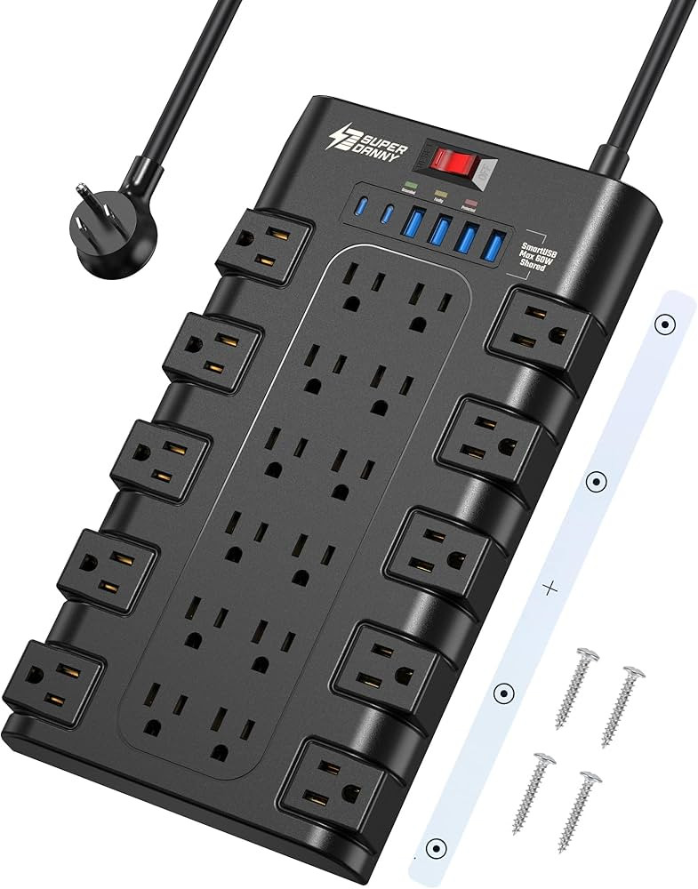 Power Strip Surge Protector, SUPERDANNY Charging Station 22 Outlets with 45W Type-C Fast Charging... | Amazon (US)