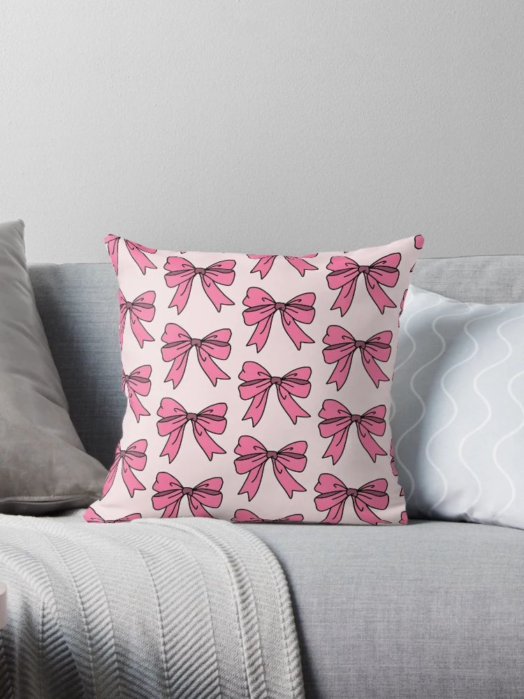 pink bow Throw Pillow | Redbubble (US)
