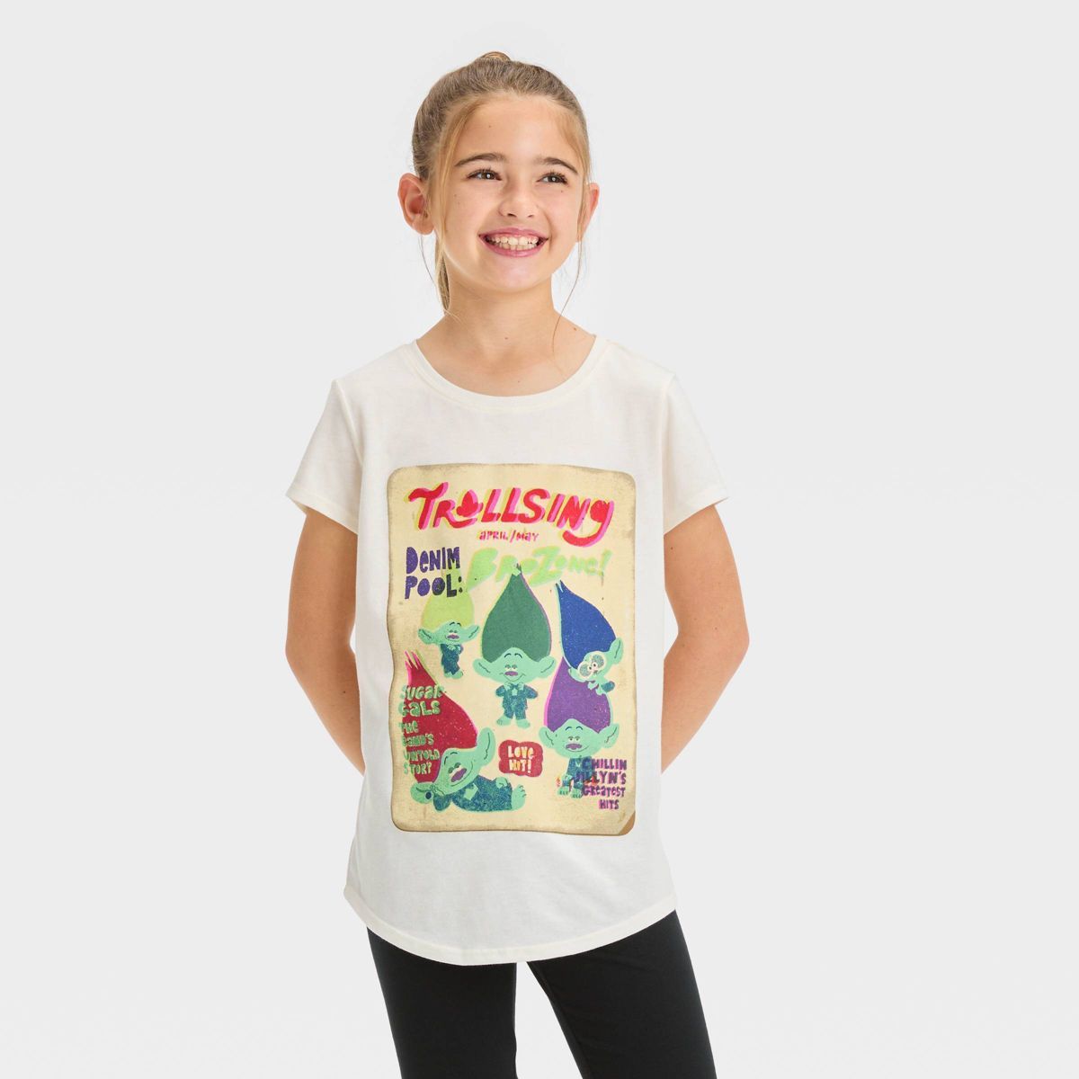 Girls' Trolls Brozone Short Sleeve Graphic T-Shirt - Ivory | Target