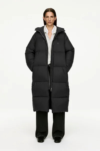 Upcycled Down Long Coat – Black – Women – ARKET GB | Arket UK