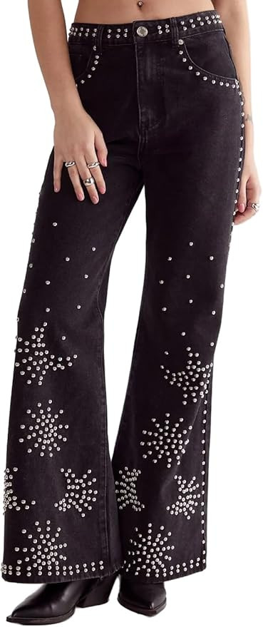 Nasty Gal Western Studded Flare Jean | Amazon (US)
