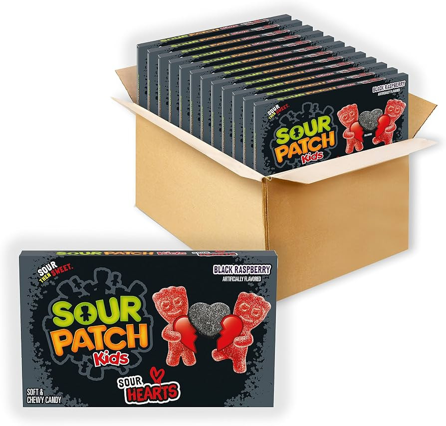 SOUR PATCH KIDS Sour Hearts Black Raspberry Soft & Chewy Candy, Valentines Day Candy, Bulk Candy,... | Amazon (US)