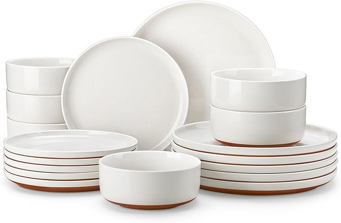 MALACASA Plates and Bowls Sets, 12 Pieces Modern Stoneware Dinnerware Set for 4 Kitchen Dinner Se... | Amazon (US)