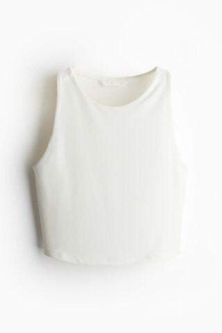 H & M - Cropped Microfiber Tank Top - White | H&M (US + CA)