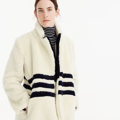 The Teddy coat in striped plush fleece | J.Crew US