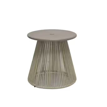 Origin 21 Venza Round Woven Outdoor End Table 20-in W x 20-in L with Umbrella Hole | Lowe's