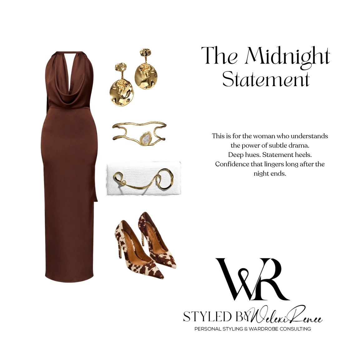 The Midnight Statement 🤎

Date night isn’t about doing the most.
It’s about doing it intentionally.

Deep tones. Strategic details.
A silhouette that speaks before you do.

This is how you create presence ,without saying a word.

Dress: @prettylittlething 
Shoes: @stevemadden 
Bag: @alexisbittar 
Earrings: @alexisbittar 
Bracelet: @alexisbittar 

#styledbywelexirenee #datenight #ltk #personalstyling

#LTKWedding #LTKOver40 #LTKootd
