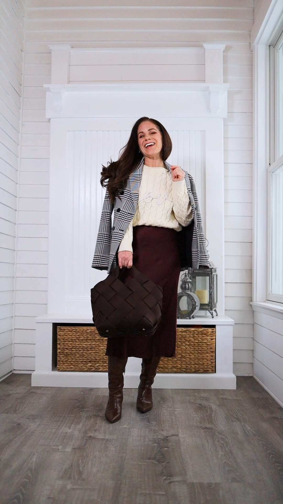 
Target Valentine's Day sweater you can still snag in time! I love how this one is understated with the "theme" of LOVE. It makes the piece really easy to reinvent all year long. Beautiful cable knit detailing with a subtle boatneck neckline that really draws the eye upward toward your face. Style it with a sleek silk midi skirt, blazer, and brown boots for a polished workwear look you can carry into the evening for a date night look. Wearing the XS in the top and XS in the burgundy silk Quince skirt. 4'11 - 33-26-36 measurements Target sweaters | Valentine's Day sweater | Valentine's Day outfit | ivory sweater | silk midi skirt 

 #LTKValentine #LTKPetite #LTKWorkwear