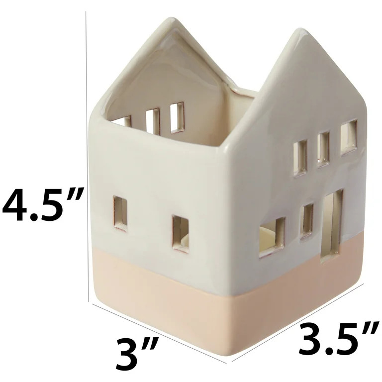 Small White Terracotta House Tea Light Candle Holder, 4.5", by Holiday Time | Walmart (US)