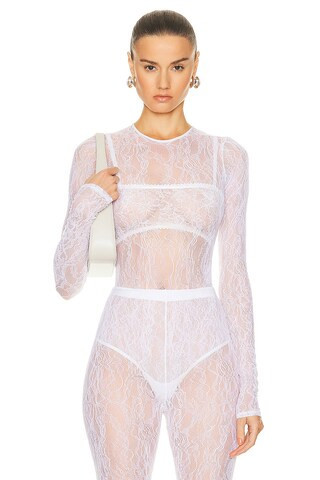 WARDROBE.NYC Lace Bodysuit in White | FWRD 