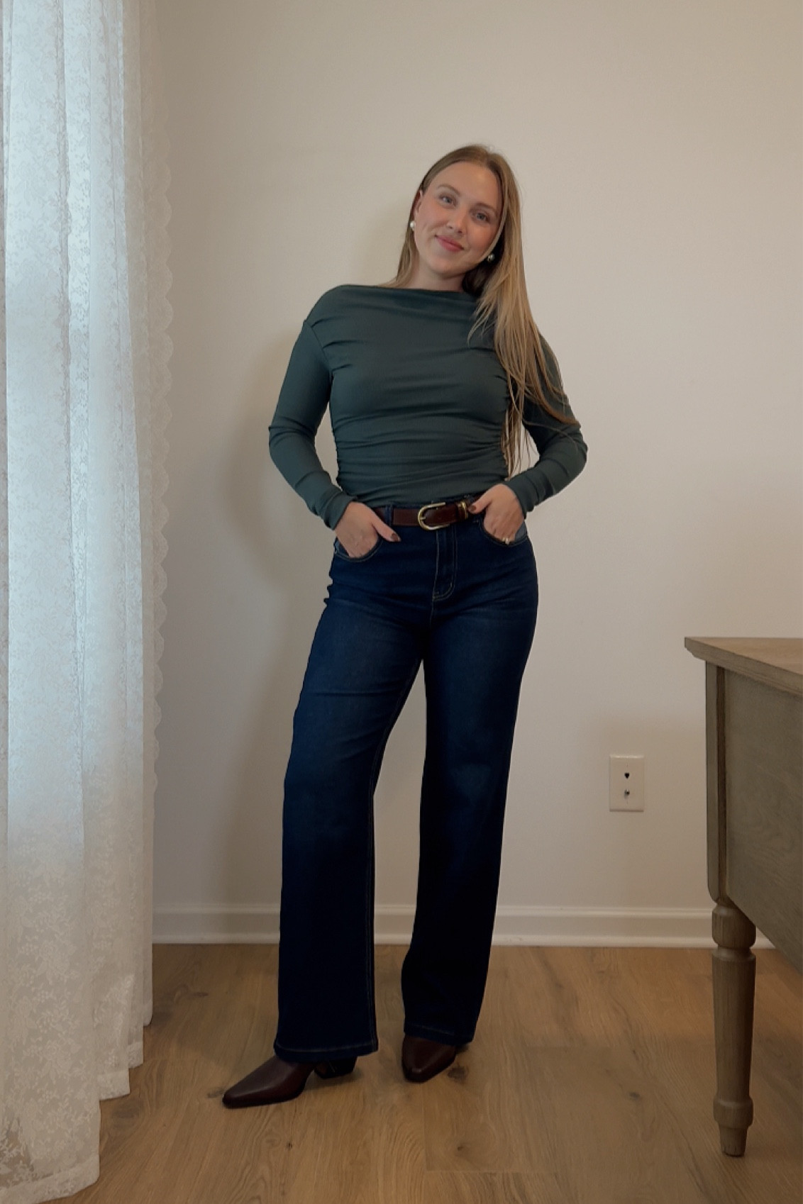 The color of this top is so stunning! Wearing medium shirt, small jean

Amazon finds, neutral style, chic outfit, casual look, brown boots, leather booties, brown belt, denim jeans, wide leg pants, gold jewelry, accessories

#LTKStyleTip #LTKShoeCrush #LTKWorkwear