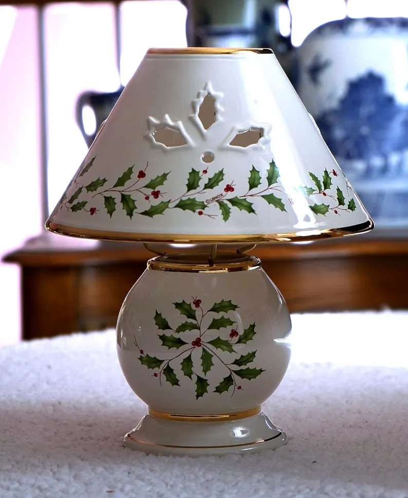 Vintage Lenox Candle Lamp, Holiday Dimension Holly Berry, 24K Gold Accents, New in Original Box -... | Etsy (US)