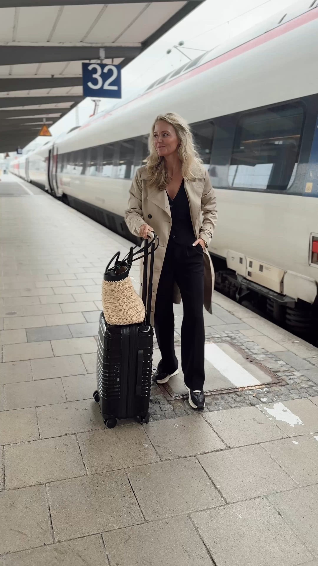 Train travel day outfit 
📍Germany to Switzerland 

Wearing my favorite Theo The Label trench (almost sold out, but the quality is amazing), my go-to vest set from Aritzia (true to size), and L’Agence mesh sneakers (great for summer). 

~Erin xo 

#LTKStyleTip #LTKSeasonal #LTKTravel