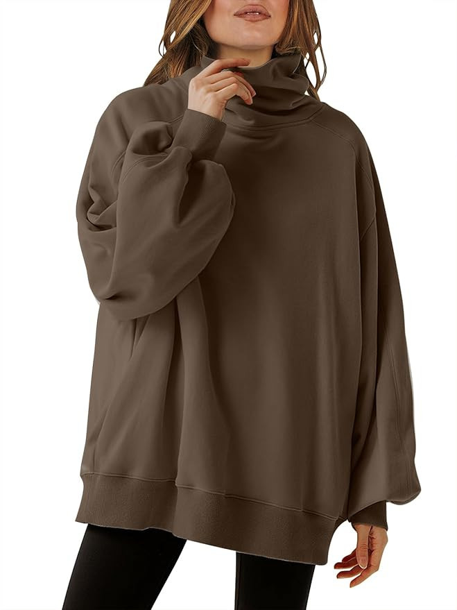 ANRABESS Women's Casual Oversized Cowl Neck Long Sleeve Loose Fit Pullover Tunic Sweatshirt Hoodi... | Amazon (US)
