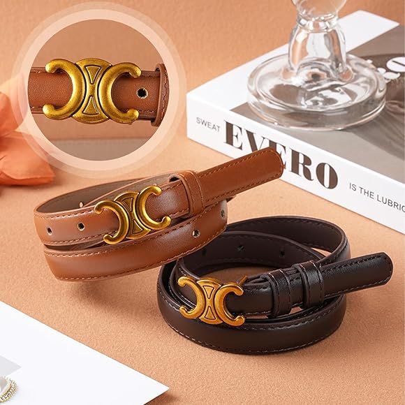 XNIVUIS 2pcs cinturones de cuero para mujer, cinturón elástico para vestidos, cinturones de muj... | Amazon (ES)