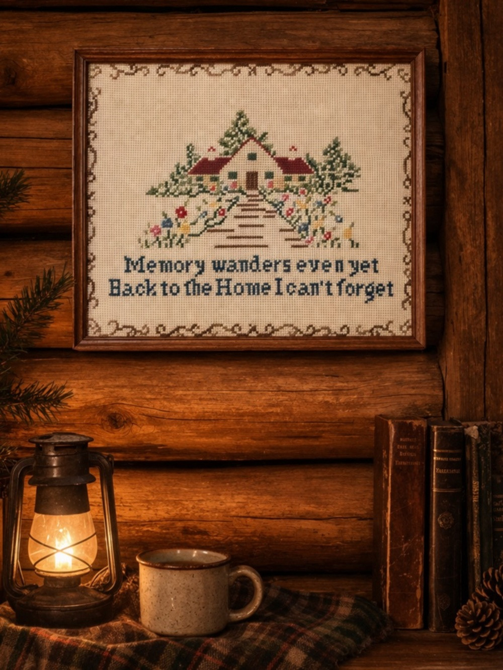 Large Vintage Framed Cross Stitch Wall Hanging | Poshmark