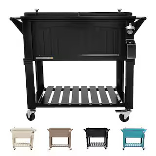 PERMASTEEL 80 Qt. Black Antique Furniture Style Rolling Patio Cooler PS-203F1-BLK - The Home Depo... | The Home Depot