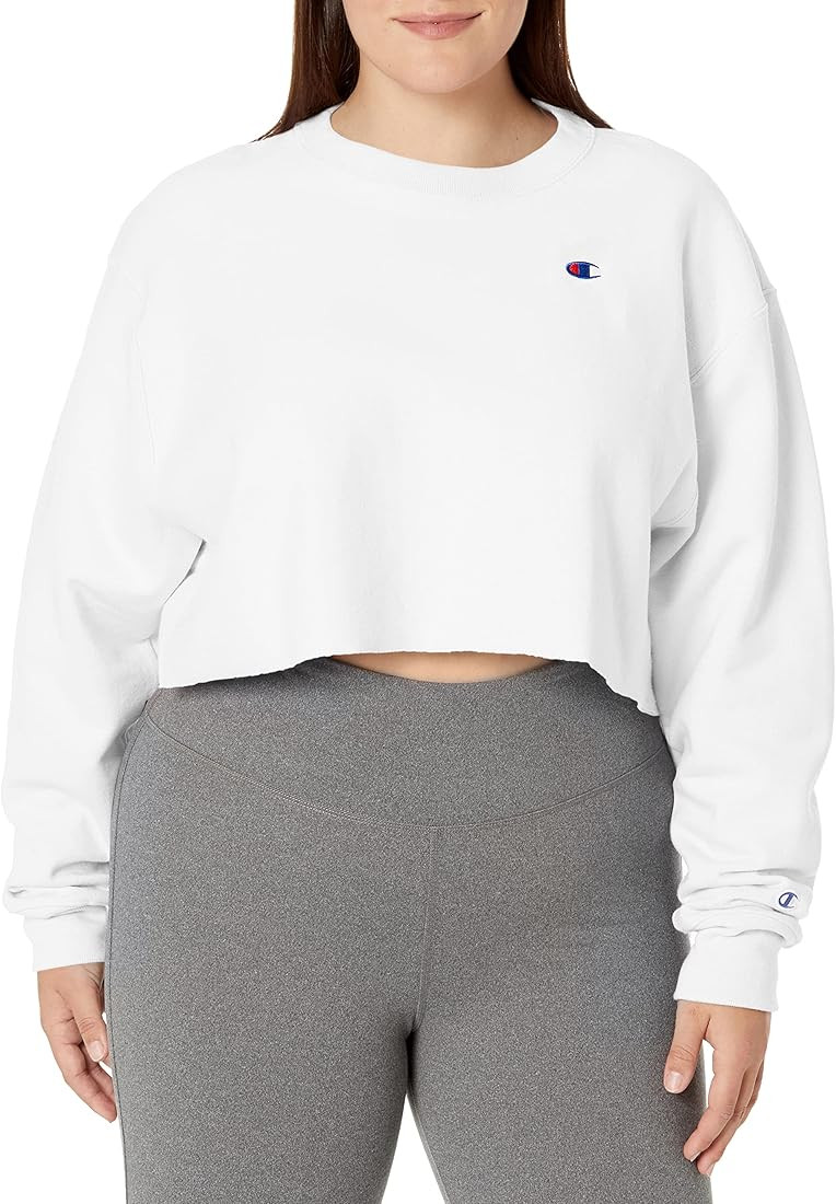 Champion Women's Cropped Reverse Weave Crew, Left Chest C | Amazon (US)
