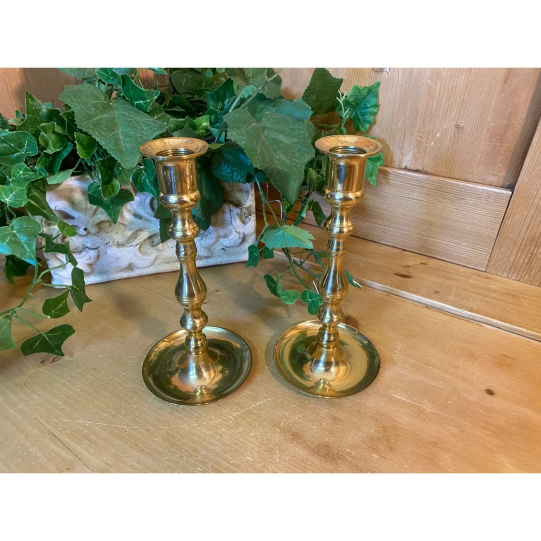 Vintage Brass Candleholders Set of 2 Academia Candle - Etsy | Etsy (US)